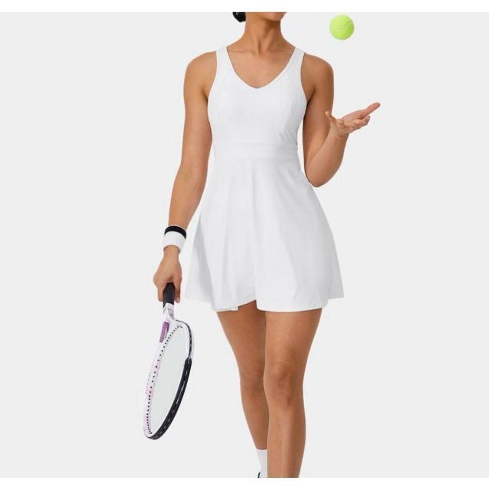 Halara Tik Tok V-Neck Sode Pocket 2-piece Flare Tennis Dress